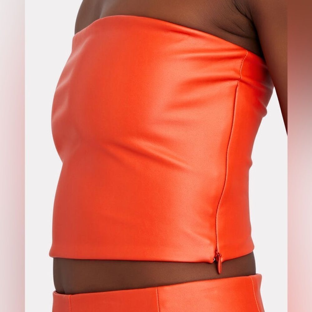 NWT Lapointe Faux Leather Tube Top Poppy size 8 - Picture 13 of 13
